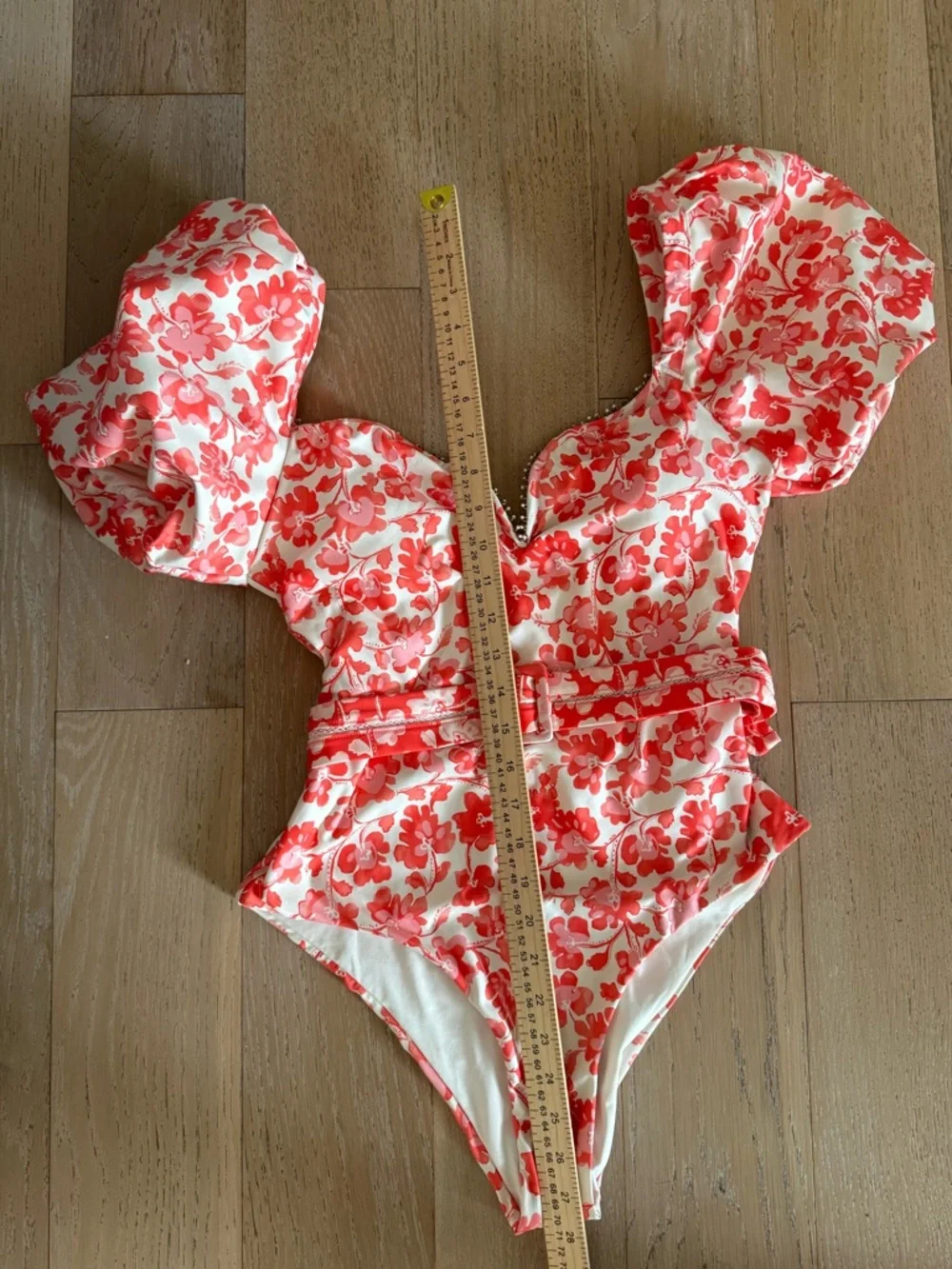 Floral Pink Puff-Sleeve One-Piece Swimsuit